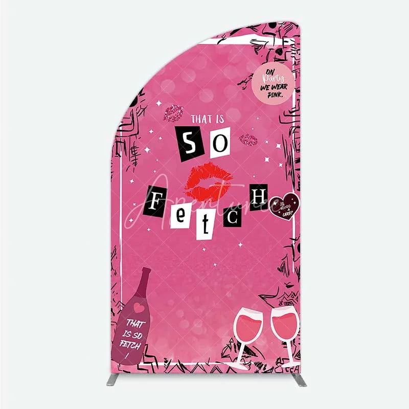 Aperturee - Aperturee Hot Pink That is So Fetch Half Moon Arch Backdrop Mean Girls Theme Bridal Shower and Party Decoration