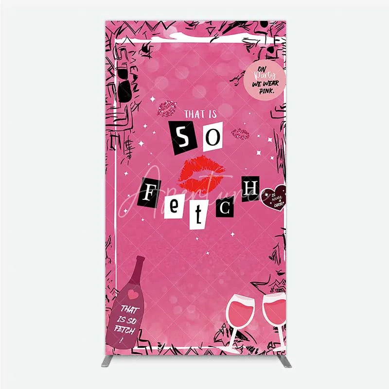 Aperturee - Aperturee Hot Pink That is So Fetch Rectangle Backdrop Mean Girls Theme Bridal Shower and Party Decoration