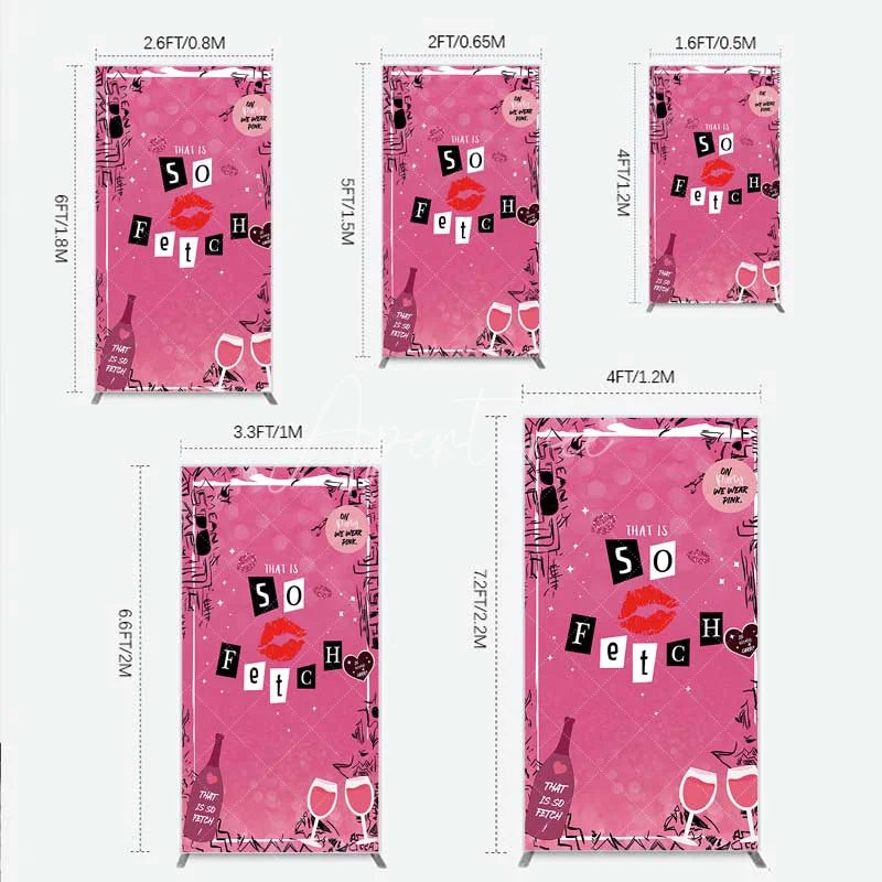 Aperturee - Aperturee Hot Pink That is So Fetch Rectangle Backdrop Mean Girls Theme Bridal Shower and Party Decoration