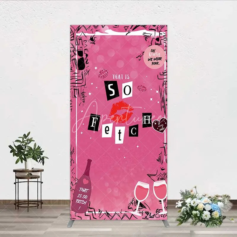 Aperturee - Aperturee Hot Pink That is So Fetch Rectangle Backdrop Mean Girls Theme Bridal Shower and Party Decoration
