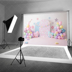 Aperturee - Aperturee Hug Me Candy Hearts and Pastel Balloon Backdrop Sweet Valentine Birthday Party Decor for Girls Cake Smash