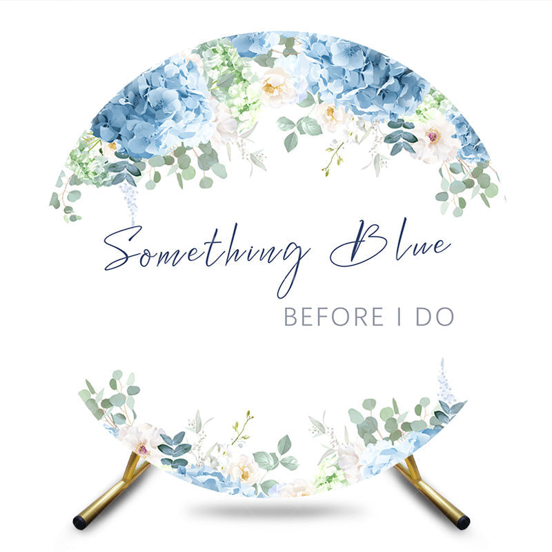Aperturee - Aperturee Hydrangea Something Blue Bridal Shower Round Backdrop