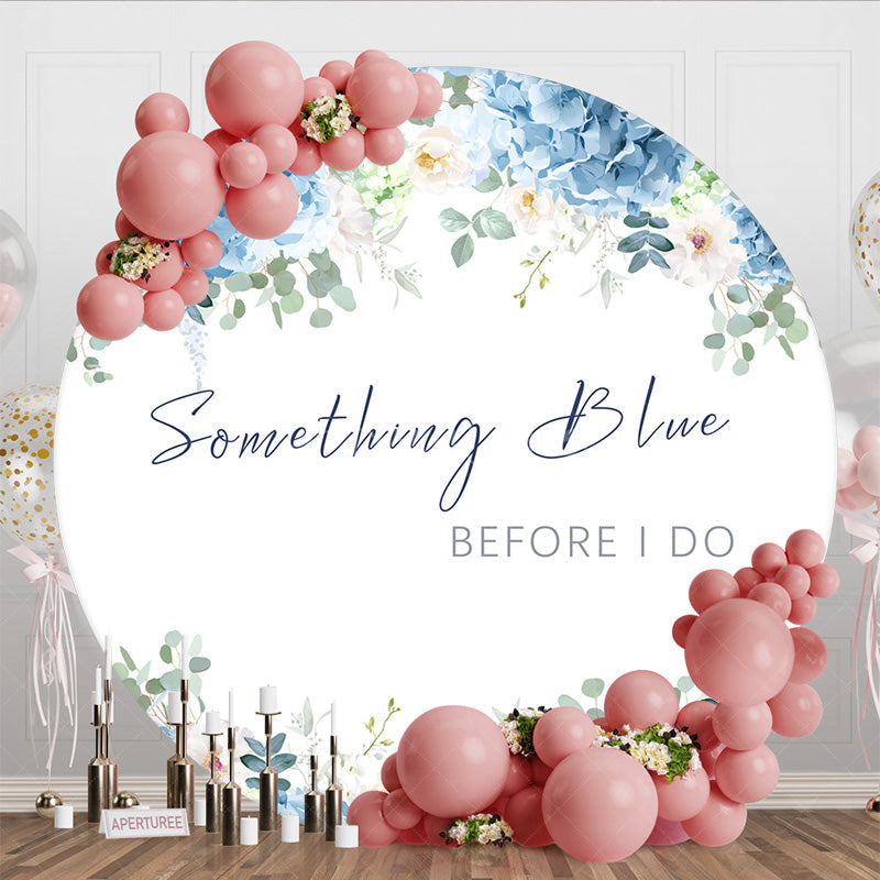 Aperturee - Aperturee Hydrangea Something Blue Bridal Shower Round Backdrop