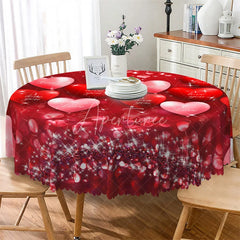 Aperturee - Aperturee I Love You Heart Round Tablecloth Red Glitter Sparkle Pattern Table Cover for Valentine