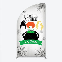 Aperturee - Aperturee I Smell a Child Halloween Baby Shower Half Moon Arch Backdrop Hocus Pocus Inspired Witch Sisters A Baby is Brewing