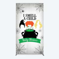Aperturee - Aperturee I Smell a Child Halloween Baby Shower Rectangle Backdrop Hocus Pocus Inspired Witch Sisters A Baby is Brewing Decor