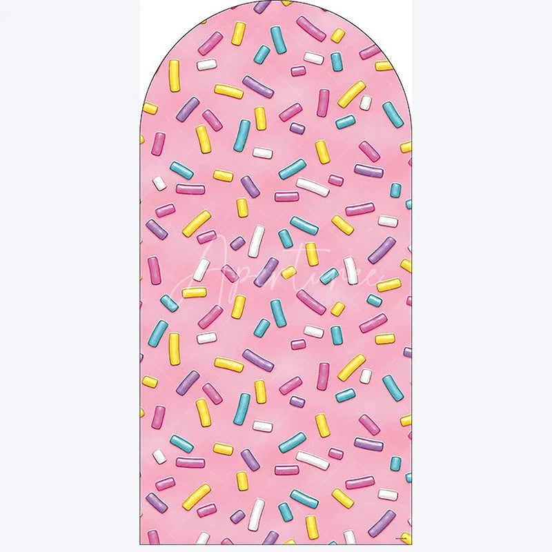 Aperturee - Aperturee Ice Cream Dessert Birthday Backdrop Sweet Candy Themed Arch Decor Fun Party Photo Booth for Girls