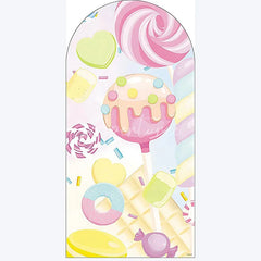 Aperturee - Aperturee Ice Cream Dessert Birthday Backdrop Sweet Candy Themed Arch Decor Fun Party Photo Booth for Girls