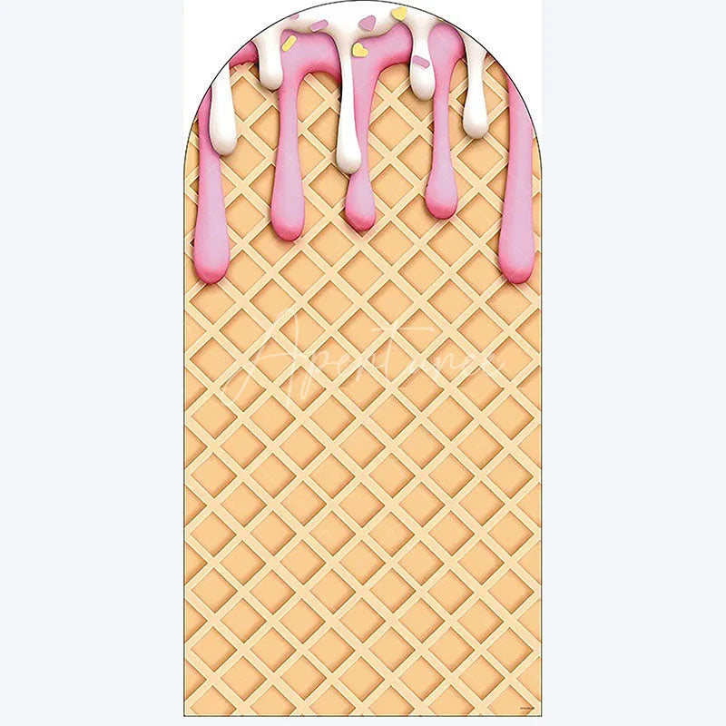 Aperturee - Aperturee Ice Cream Dessert Birthday Backdrop Sweet Candy Themed Arch Decor Fun Party Photo Booth for Girls