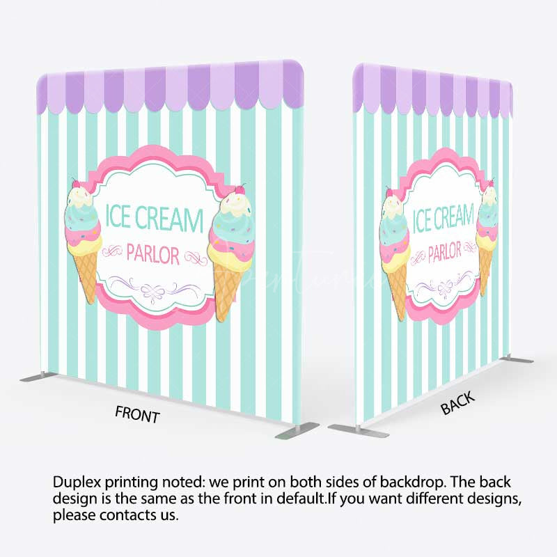 Aperturee - Aperturee Ice Cream Parlor Sweet Shop Square Tension Backdrop