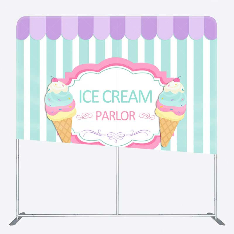 Aperturee - Aperturee Ice Cream Parlor Sweet Shop Square Tension Backdrop