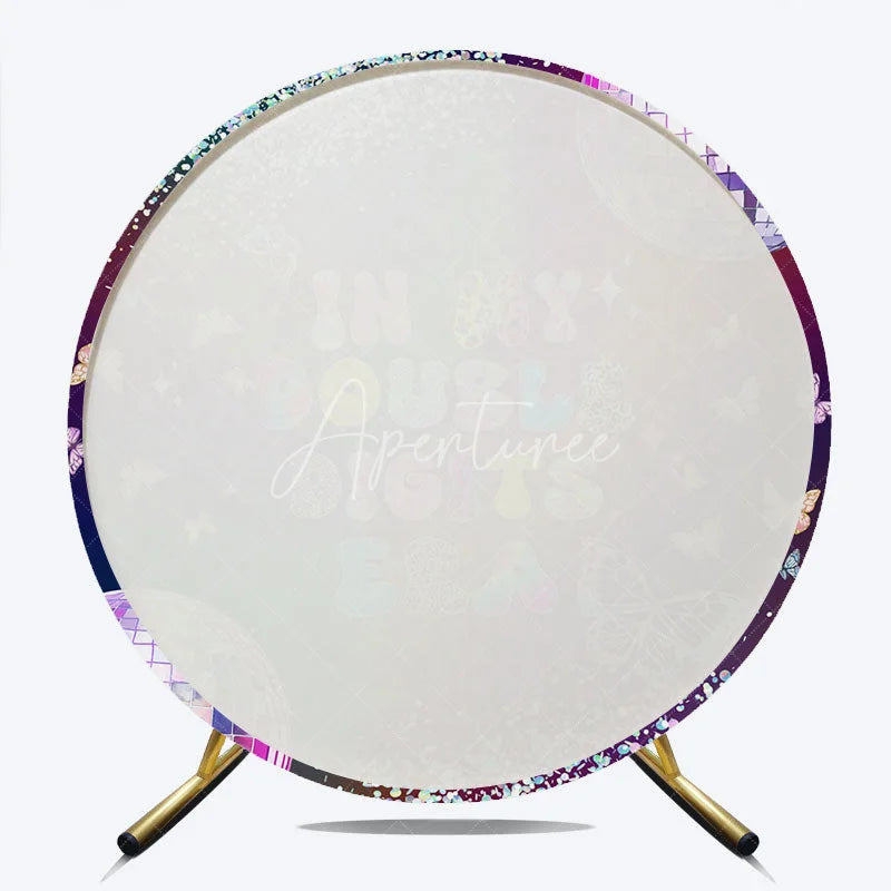 Aperturee - Aperturee In My Double Digits Era Round Backdrop Galaxy Disco Butterfly Decoration 10th Birthday Background