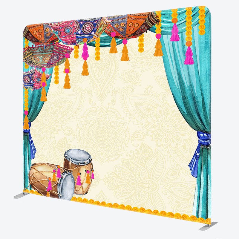 Aperturee - Aperturee Indian Drum Diwali Party Square Double-Sided Backdrop