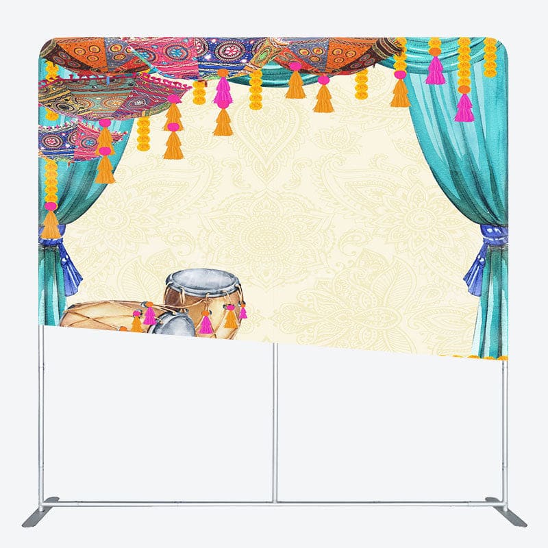 Aperturee - Aperturee Indian Drum Diwali Party Square Double-Sided Backdrop
