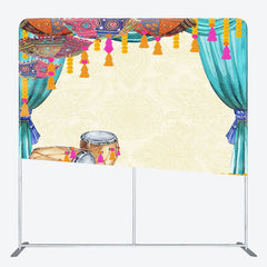 Aperturee - Aperturee Indian Drum Diwali Party Square Double-Sided Backdrop