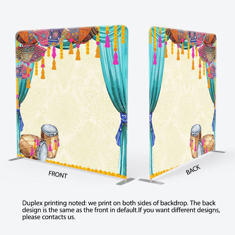 Aperturee - Aperturee Indian Drum Diwali Party Square Double-Sided Backdrop