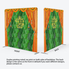 Aperturee - Aperturee Indian Green Leaves Wall Curtain Square Backdrop