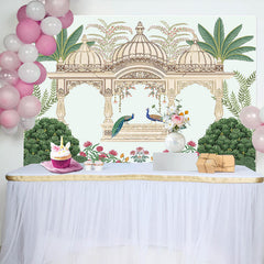 Aperturee Aperturee Indian Temple Green Plants Peacock Birthday Backdrop