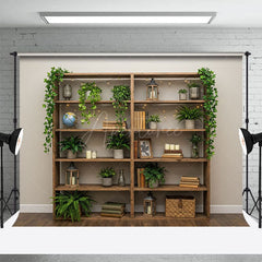 Aperturee - Aperturee Indoor Boho Green Plants Shelves Spring Backdrop