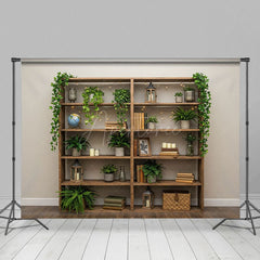 Aperturee - Aperturee Indoor Boho Green Plants Shelves Spring Backdrop