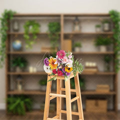 Aperturee - Aperturee Indoor Boho Green Plants Shelves Spring Backdrop