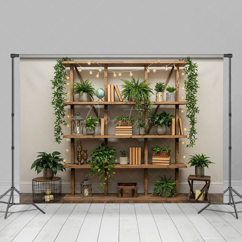Aperturee - Aperturee Indoor Green Plants Shelves Boho Spring Backdrop