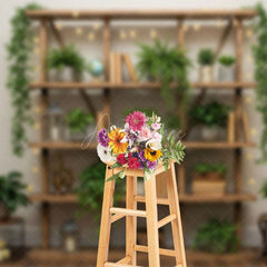 Aperturee - Aperturee Indoor Green Plants Shelves Boho Spring Backdrop