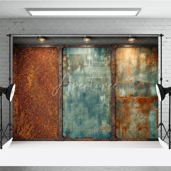 Aperturee - Aperturee Industrial Grunge Rusty Distressed Metal Photography Backdrop Vintage Textured Wall Panel Design for Studio