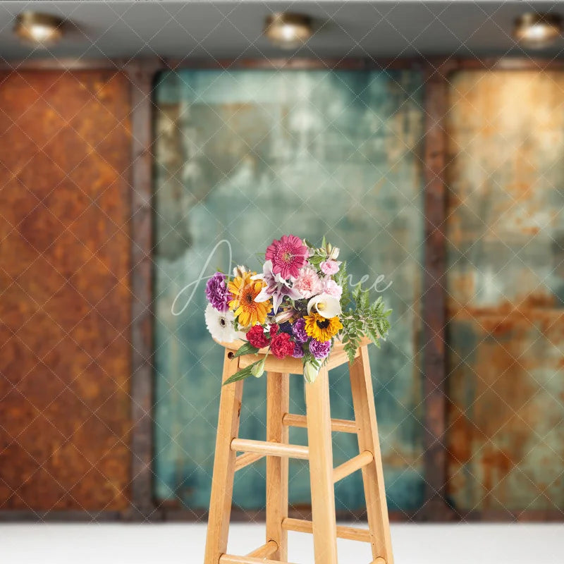 Aperturee - Aperturee Industrial Grunge Rusty Distressed Metal Photography Backdrop Vintage Textured Wall Panel Design for Studio