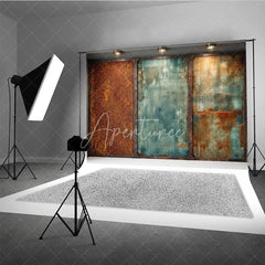 Aperturee - Aperturee Industrial Grunge Rusty Distressed Metal Photography Backdrop Vintage Textured Wall Panel Design for Studio