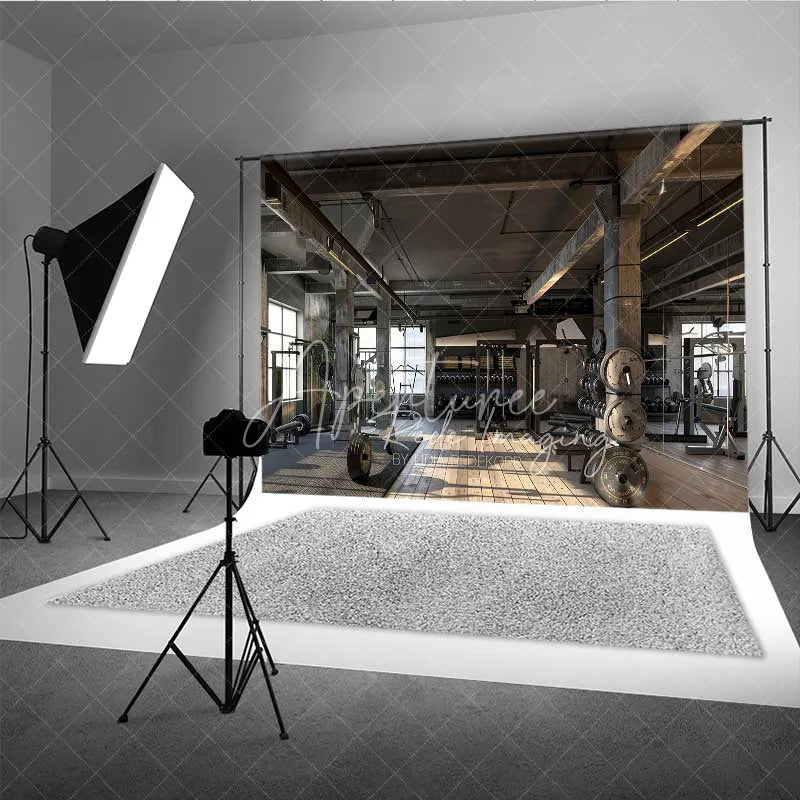 Aperturee - Aperturee Industrial Gym Fitness Room Photography Backdrop Bodybuilding Workout Weightlifting Background