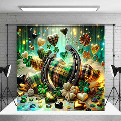 Aperturee - Aperturee Irish Blessings St. Patrick’s Day Room Set Backdrop Green Lucky Clover Horseshoe Party Decoration
