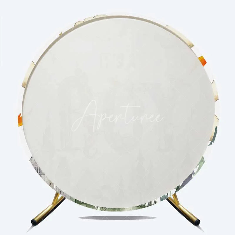 Aperturee - Aperturee Its a Boy Dragon Kingdom Round Backdrop Watercolor Fairytale Castle and Clouds Baby Background