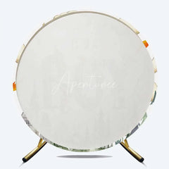 Aperturee - Aperturee Its a Boy Dragon Kingdom Round Backdrop Watercolor Fairytale Castle and Clouds Baby Background