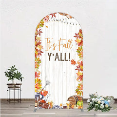 Aperturee - Aperturee It’s Fall Y’all Arch Backdrop for Autumn Party Football and Beer Tailgate Rustic Thanksgiving Decor