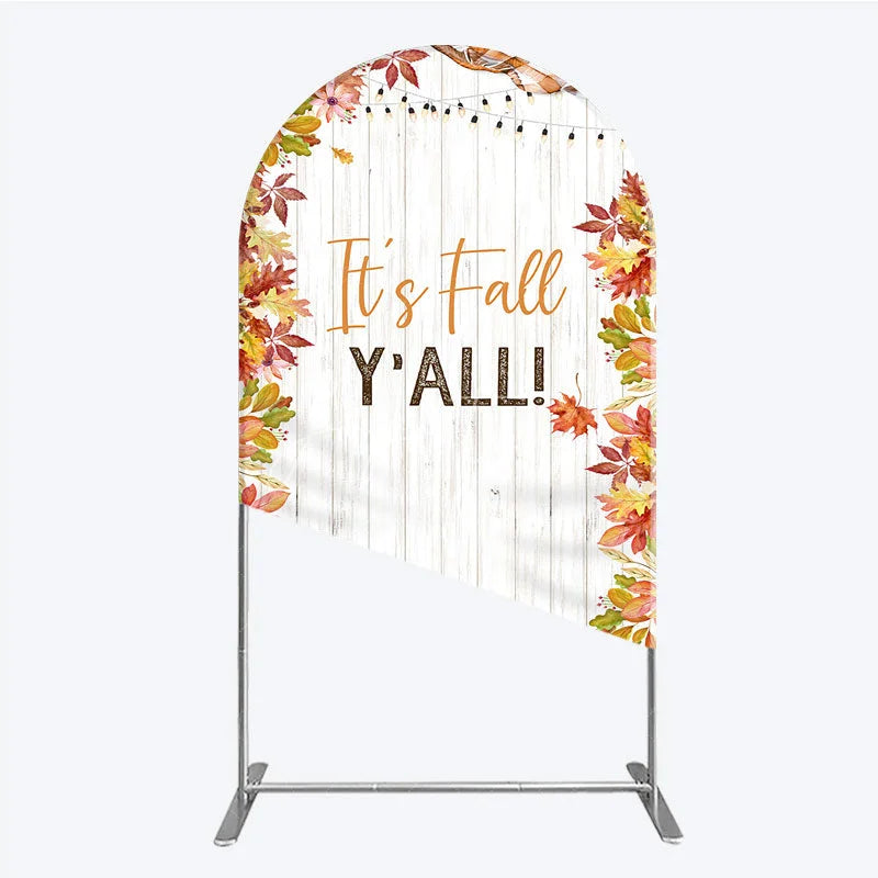 Aperturee - Aperturee It’s Fall Y’all Arch Backdrop for Autumn Party Football and Beer Tailgate Rustic Thanksgiving Decor