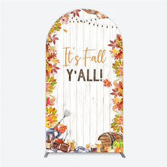 Aperturee - Aperturee It’s Fall Y’all Arch Backdrop for Autumn Party Football and Beer Tailgate Rustic Thanksgiving Decor