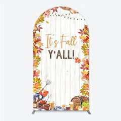 Aperturee - Aperturee It’s Fall Y’all Arch Backdrop for Autumn Party Football and Beer Tailgate Rustic Thanksgiving Decor