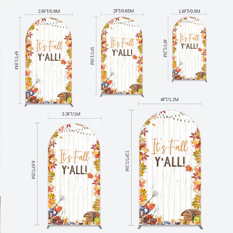 Aperturee - Aperturee It’s Fall Y’all Arch Backdrop for Autumn Party Football and Beer Tailgate Rustic Thanksgiving Decor