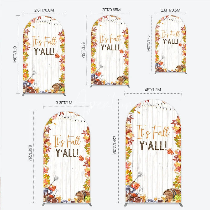 Aperturee - Aperturee It’s Fall Y’all Arch Backdrop for Autumn Party Football and Beer Tailgate Rustic Thanksgiving Decor