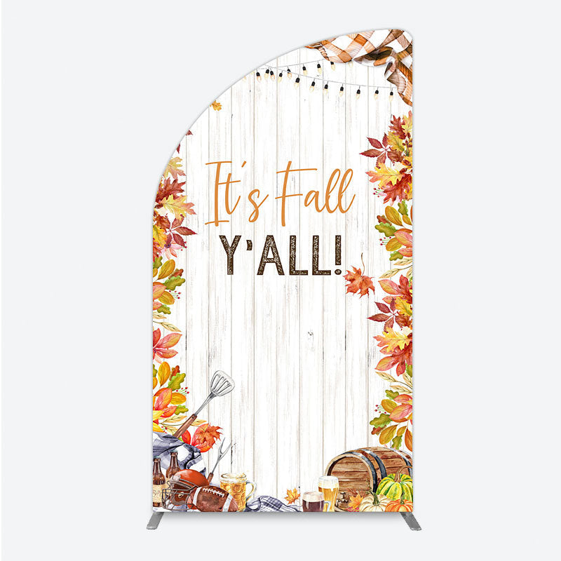 Aperturee - Aperturee It’s Fall Y’all Half Moon Arch Backdrop for Autumn Party Football and Beer Tailgate Rustic Thanksgiving Decor