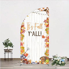 Aperturee - Aperturee It’s Fall Y’all Half Moon Arch Backdrop for Autumn Party Football and Beer Tailgate Rustic Thanksgiving Decor
