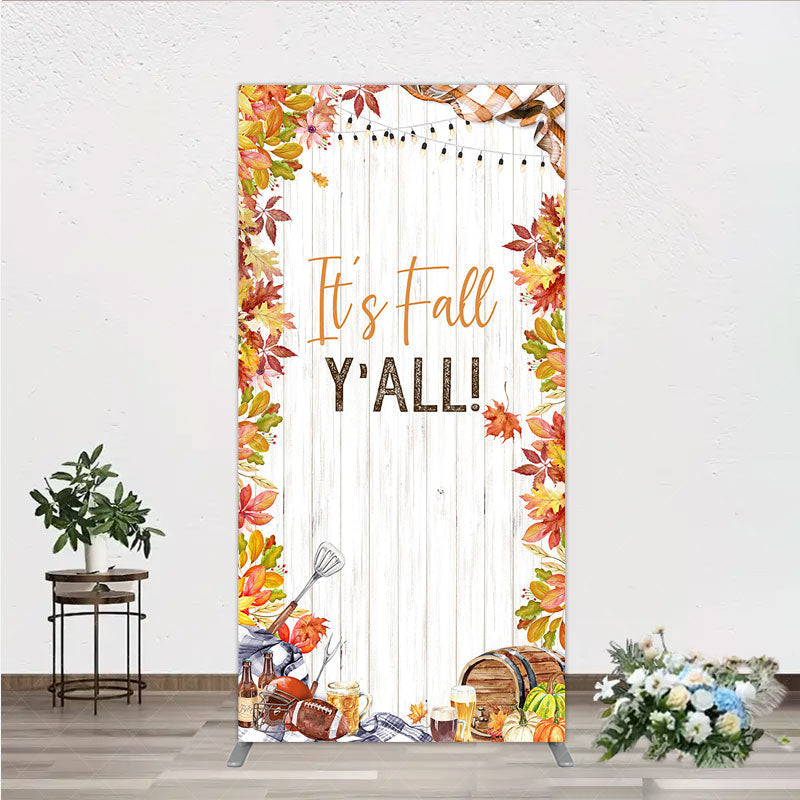 Aperturee - Aperturee It’s Fall Y’all Rectangle Backdrop for Autumn Party Football and Beer Tailgate Rustic Thanksgiving Decor