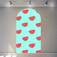 Aperturee - Aperturee Juicy Watermelon Slice Arch Backdrop Fun Cartoon Fruit Design Colorful Party Photo Booth Decor