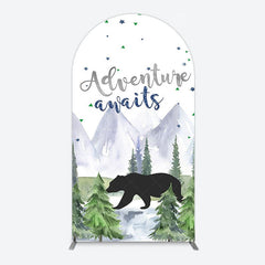Aperturee - Aperturee Jungle Mountain Bear Forest Baby Shower Arch Backdrop
