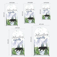 Aperturee - Aperturee Jungle Mountain Bear Forest Baby Shower Arch Backdrop