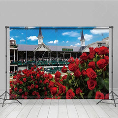 Aperturee - Aperturee Kentucky Derby Horse Racing Backdrop Churchill Downs Twin Spires and Red Roses Photography Background