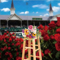 Aperturee - Aperturee Kentucky Derby Horse Racing Backdrop Churchill Downs Twin Spires and Red Roses Photography Background