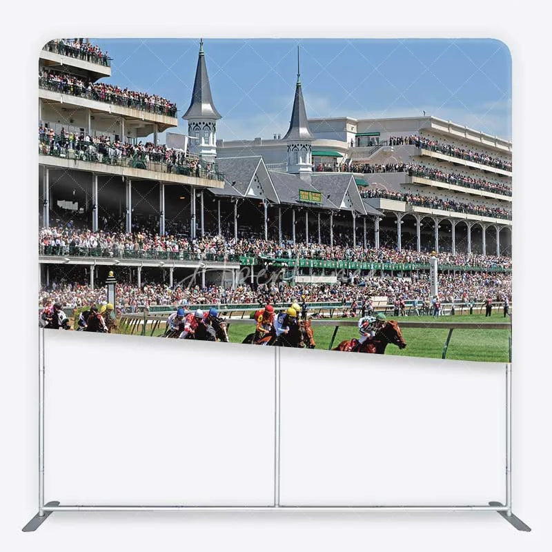 Aperturee - Aperturee Kentucky Derby Horse Racing Tension Fabric Backdrop Churchill Downs Style Racetrack Party Decorations