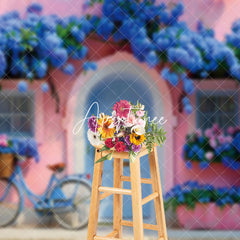 Aperturee - Aperturee Klein Blue Floral Pink Wedding Photography Backdrop